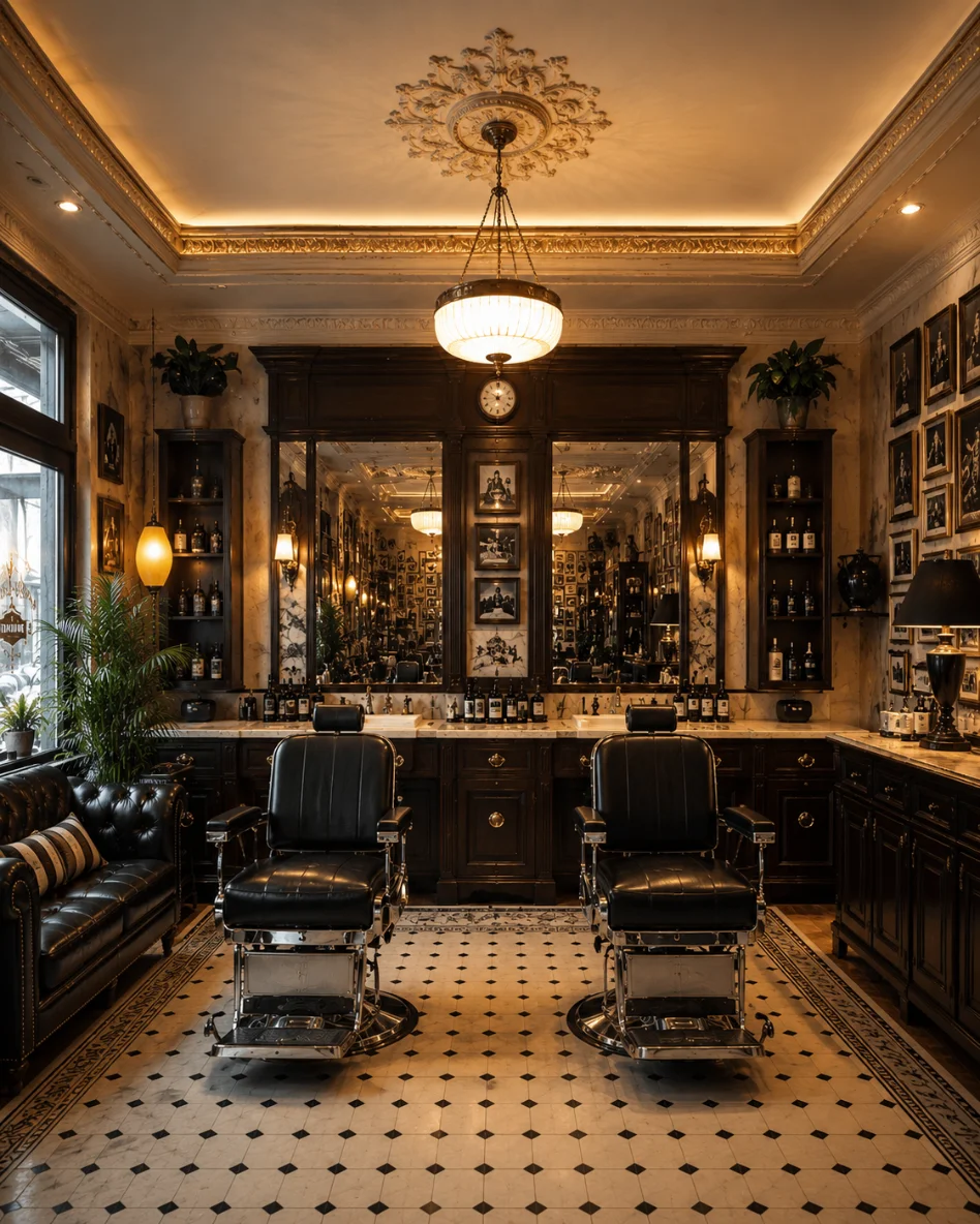 Intérieur du salon Barbershop & Co à Paris 11ᵉ